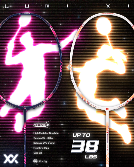 MAXX  Badminton Racket LUMI X1 Higher 38 lbs Support