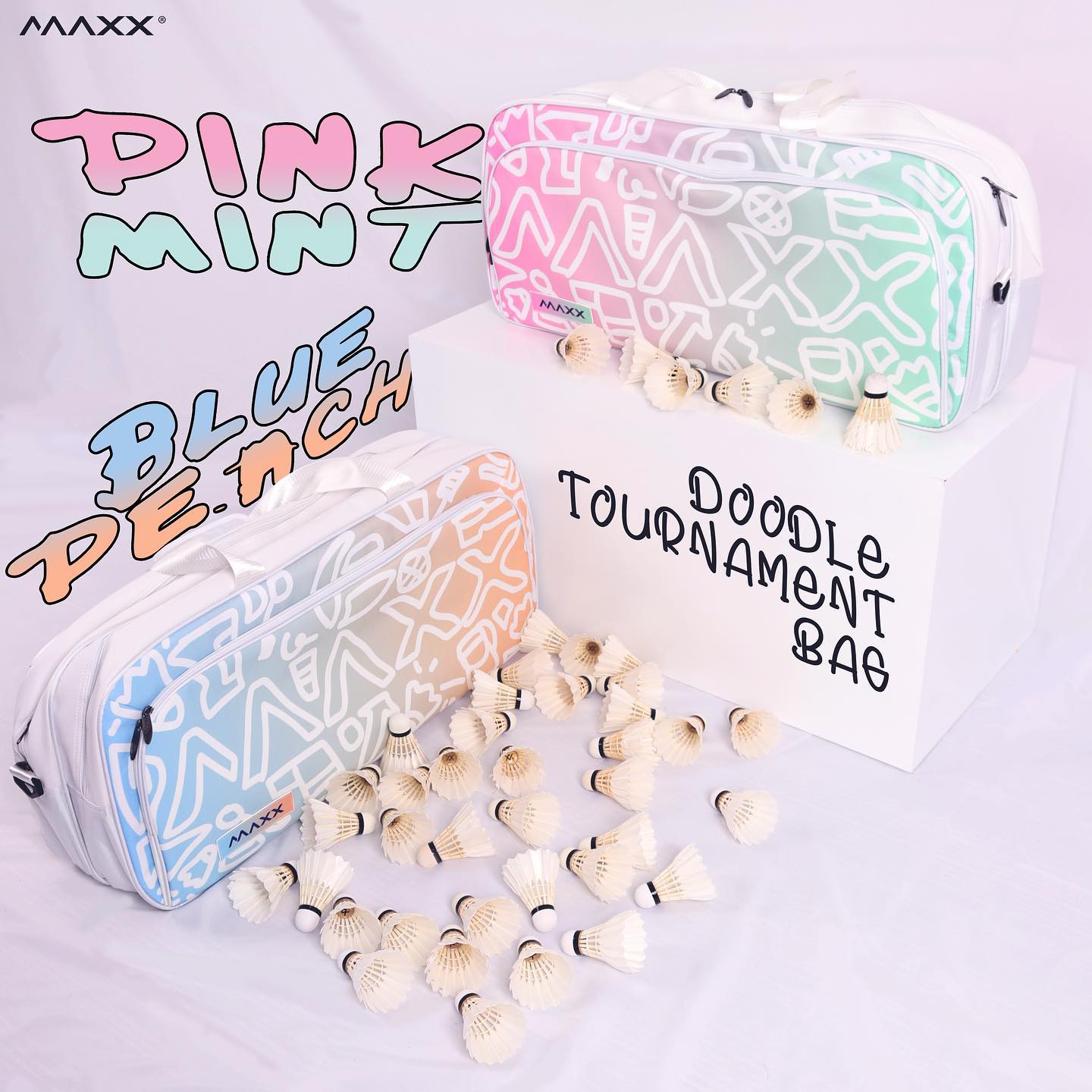 MAXX TOURNAMENT Badminton  DOODLE BAG Blue Peach (MXBG029)