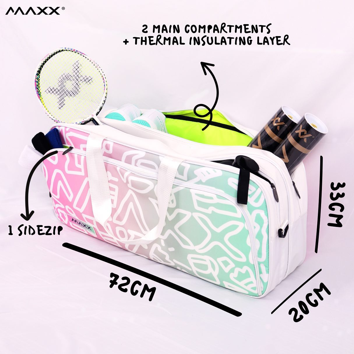MAXX TOURNAMENT Badminton  DOODLE BAG Blue Peach (MXBG029)