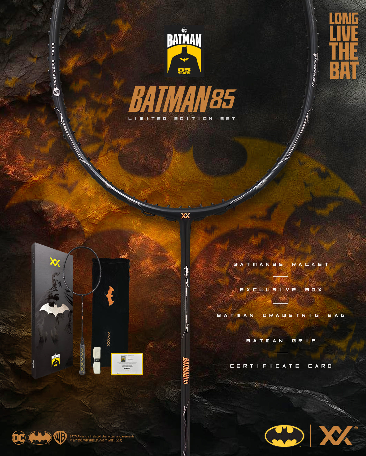 Batman Racket Play MAXX BATMAN 85 ANNIVERSARY LIMITED EDITION BADMINTON RACKET WITH BOUTI ...